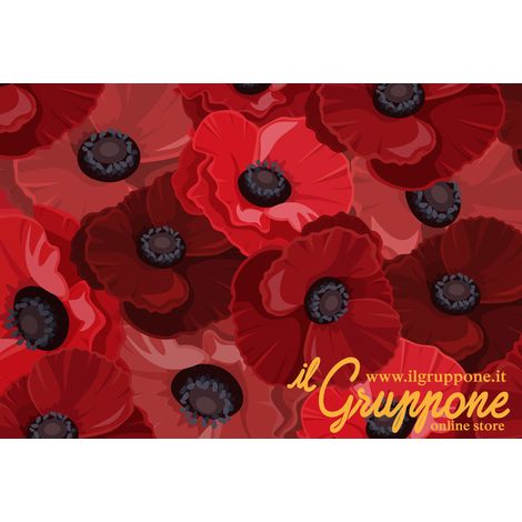 Tappeto arredo moderno made in Italy fantasia fiori rose 2 misure salotto Rosso - 120x170 cm