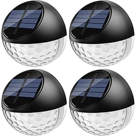 Enowelir Lot de 4 LED Lampes Solaire Applique Murale Extérieur IP65 Étanche Éclairage Décorative Lumière Blanc Chaud, Lampe de Clôture Mur Terrasse Jardin Porte d'entrée Escalier Cour Allée Chemin [Cl (1/4)