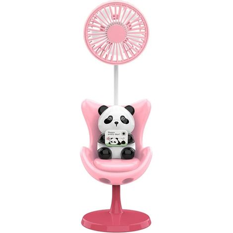 Ventilateur de bureau/canapé panda rose créatif, trois vitesses, format mini, rechargeable par USB, en forme d'ourson. (1/5)