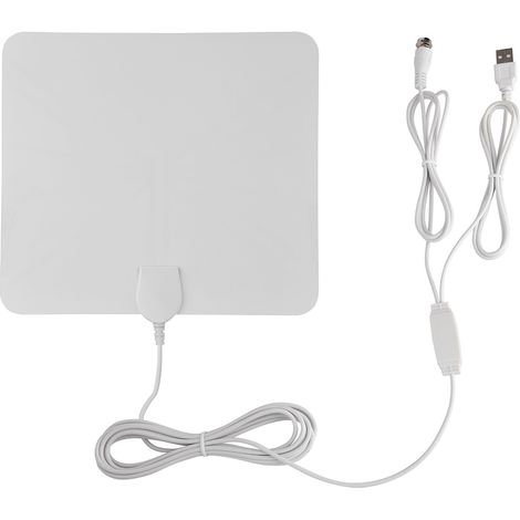 Antenne TV TNT HD amplifiée intérieure ultra-plate, portée 80 Miles, câble coaxial inclus, manuel en anglais (1/5)