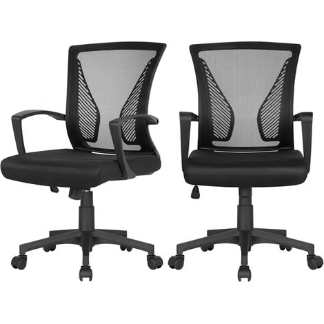 Homevive 2 Piezas Silla de Oficina Silla Escritorio Ergonómica Silla Giratoria con Respaldo Altura Ajustable con Ruedas