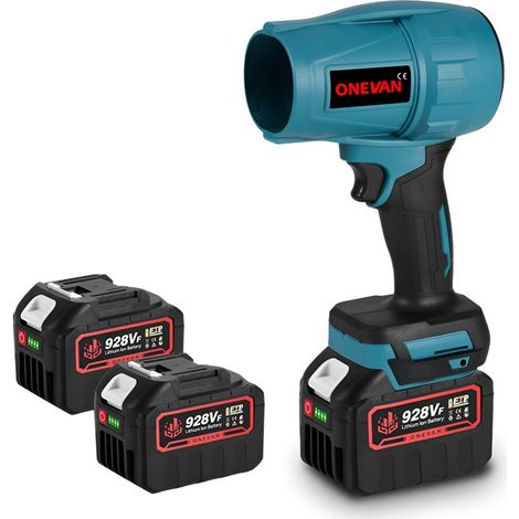 ONEVAN Soplador de hojas inalámbrico 28000 rpm, aspirador soplador a batería de 576 km/h, con dos baterías 928VF
