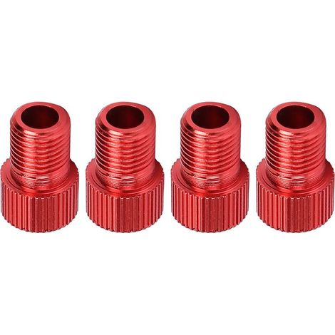 Lot de 4 adaptateurs pompe à air vélo route moto pour conversion Presta vers Schrader (Rouge) (1/5)