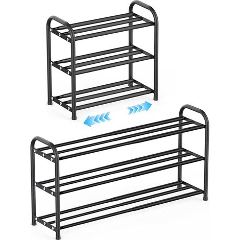 Étagère à chaussures 3 niveaux Extensible 43‑78cm rangement chaussure Métal (1/5)