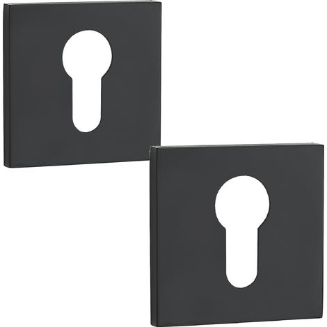 Placas de inserción de rosetas cuadradas para manijas de puertas interiores negras (1/2)