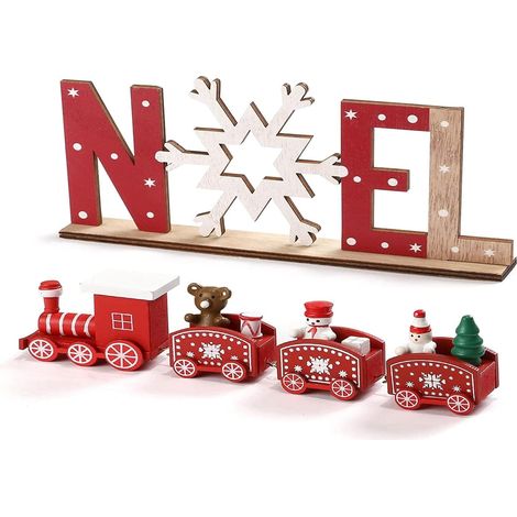 Train de Noël décoratif avec lettres pour table et intérieur (1/5)
