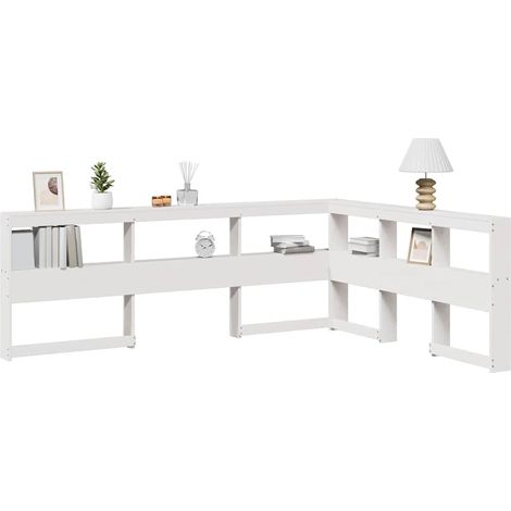 Kopfteil mit Bücherregal L-Form Weiß 140 cm Massivholz Kiefer vidaXL (1/5)
