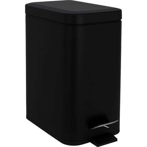 Poubelle de salle de bain, 5 litres, avec fermeture silencieuse, seau amovible, à pédale, noire (1/5)
