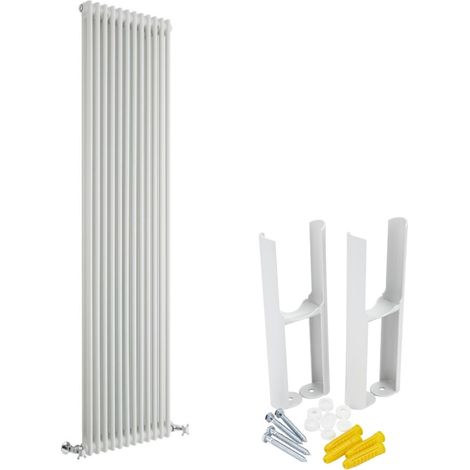 Milano Windsor White Cast Iron Style Vertical Double Column Radiator with Feet - 1800mm x 560mm (1/5)