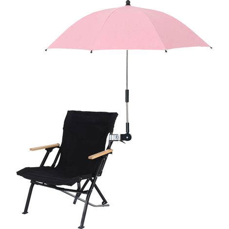 Sombrilla para silla con clip – sombrilla ajustable 360° para sillas de playa, sillas de patio, sillas de camping, rosa (1/5)