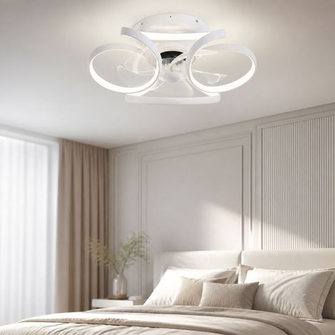 Ventilateur de plafond invisible avec lumière LED, moteur silencieux en cuivre, télécommande, 3 couleurs, dimmable, Ø50cm pour 8-15m² (1/4)
