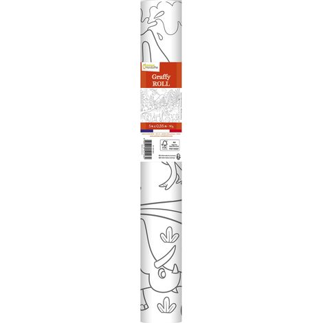 AVENUE MANDARINE GY126C - Graffy Roll - Rotolo5m x 35cm - Poster 90g Prestampato, Disegno 50cm ripetuto 10 volte - Poster Gigante da colorare - Tema Dinosauri (1/4)