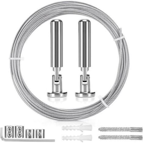 5m Tringle à Rideaux Kit, Câble en Acier pour Rideau, Fil de Suspension en Acier Inoxydable pour Accrocher Photos, Rideaux de Douche, Corde à Rideau, Décoration Murale d'art de Pépinière (1/4)