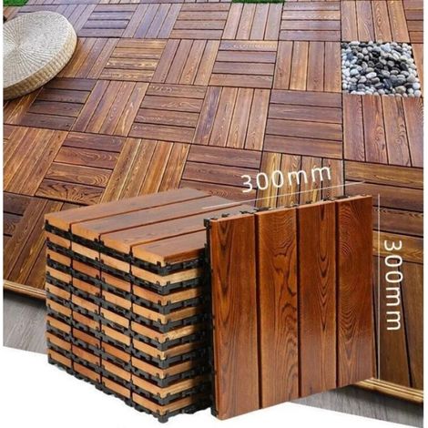 Lame De Terrasse - Bois Carbonisé Pin Écossais - 30 x 30 cm - Pour Extérieur Et Intérieur - 1 Pièce (1/5)