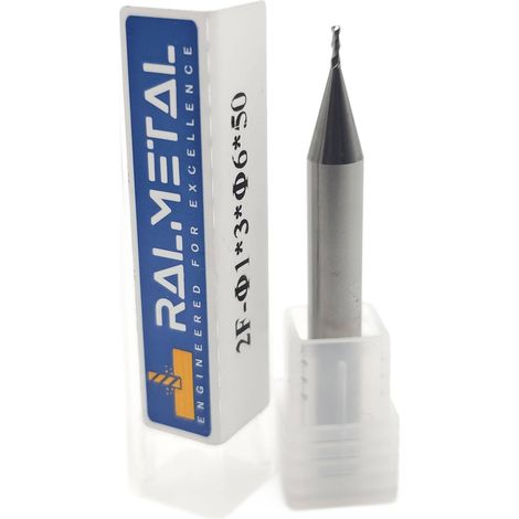 Fresa in metallo duro integrale per alluminio, 2 taglienti, 1 x 3 x 6D x 50 mm, durezza 45 HRC (1/4)