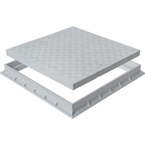 First Plast – Tampon de sol PVC léger 534 x 534 mm – Cadre anti-choc 550 x 550 mm – Résistance 45,00 KN – Surface anti-dérapante pour installations électriques (1/4)