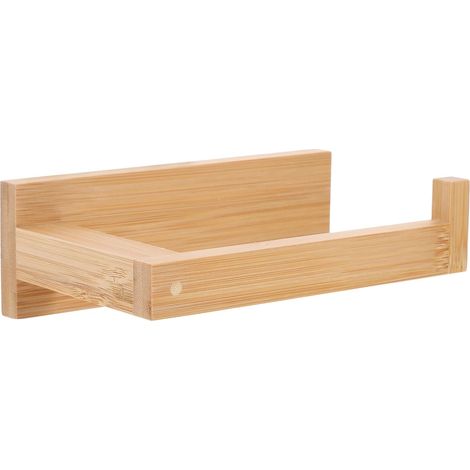 Porte-papier toilette - bambou - sans perçage - avec étagère (1/5)