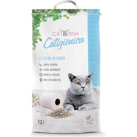 Litière pour Chat, 12l Litière pour Chat en Papier. Litière pour Chat en Papier Extra-Absorbant. Jetable dans Les organiques ou Les Toilettes. Litière sans poussières et très légère (1/4)