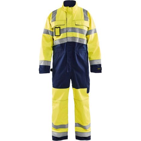 Tuta da lavoro a maniche lunghe alta visibilità 6373 - Giallo fluorescente / Blu navy 44 (1/4)
