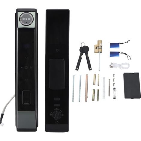 Serrure intelligente électronique avec empreinte digitale, code, carte IC, clé et déverrouillage via APP, caméra 1080P pour maison, hôtel, bureau (1/5)