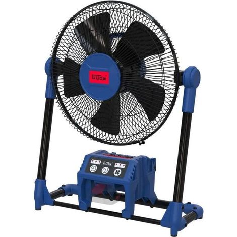Güde – Ventilateur sur pied sans fil 18V – Vitesse d'air max 360 m/min – 3 vitesses réglables – Inclinaison à 40° – Fonctionnement continu ou minuterie