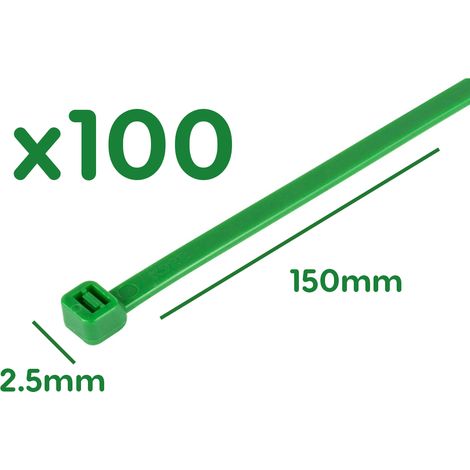 100 Fascette Nylon Verde 2,5x150 mm per Giardinaggio e Cablaggio (1/3)