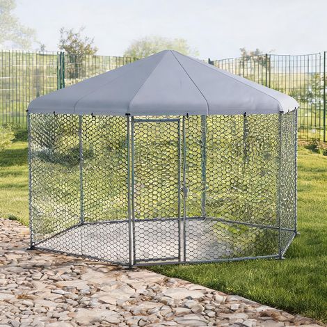 Poulailler argent en acier 400 x 346 x 263 cm (1/5)