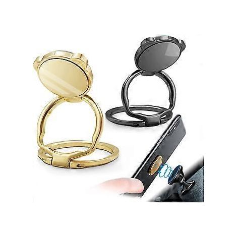 2er-Pack magnetischer Handy-Ringhalter, Doppelringhalter, um 360 Grad drehbarer Ringhalter (Schwarz+Gold)