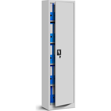 Armoire étroite en métal, colonne avec étagères ALEX, 450 x 1850 x 400 mm, gris (1/4)