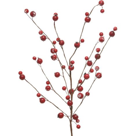 Ramo decorativo con bacche e neve 15x h55 cm