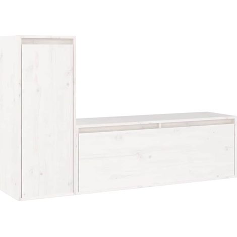 vidaXL Muebles para TV 2 piezas madera maciza de pino blanco (1/2)