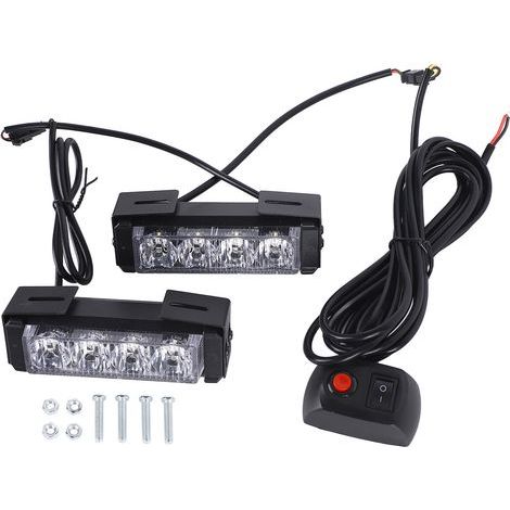 Barra luminosa stroboscopica a 8 LED da 24W 12V, ad alta luminosità, per veicoli di emergenza, colore bianco. (1/5)