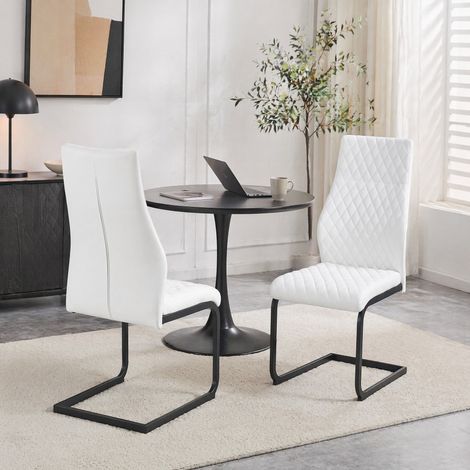 Set di 2 sedie da pranzo, schienale alto, 43 x 63 x 100 cm, PU bianco e nero HAVRYA (1/5)