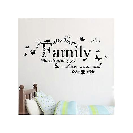 Wandtattoo „Familie“ mit inspirierendem Zitat, abnehmbares Vinyl-Wandtattoo, Kunstvolles Wandbild, Heimdekoration.