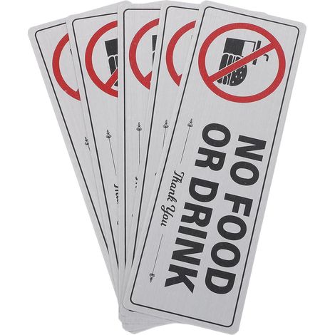 Panneaux Auto-adhésifs Interdiction Manger Boire 5 Pièces en Alliage Aluminium pour Espaces Publics et Bureaux (1/5)