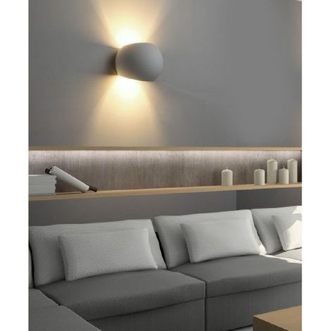 Trade Shop - Applique Da Parete In Gesso Tondo Up E Down Lampada Attacco G9 Verniciabile E07 - (1/5)