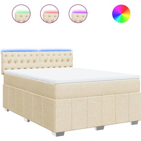 Maison Exclusive - Sommier à lattes de lit avec matelas Crème 160x200 cm Tissu (1/5)