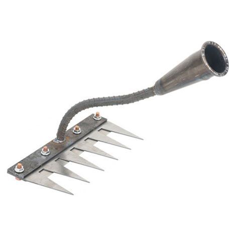 CHOYCLIT Metall-Unkrautrechen, Vertikutierer, Hand-Unkrautrechen, Hohlhacke, komplett aus gehärtetem Stahl, tragbares Bodenbearbeitungsgerät, Stahlhacke (sechs Zinken) (1/2)