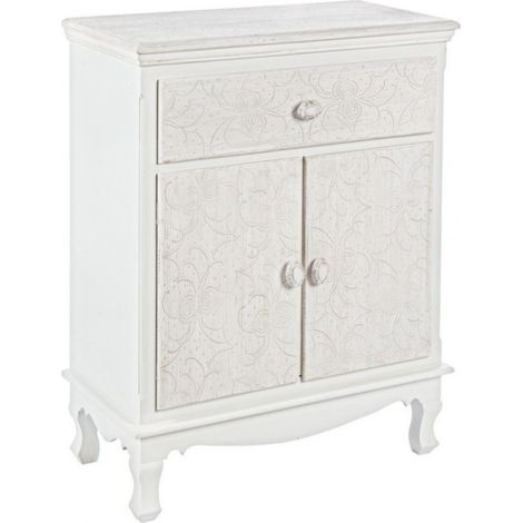 Comodino "Clorine" per camera, Con Motivi Floreali, struttura in MDF -2 ante - 1 cassetto (1/5)