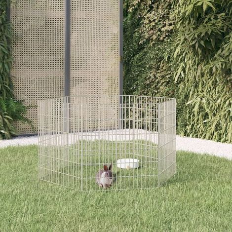 Enclos pour animaux en liberté, 6 panneaux, 54 x 60 cm, fer galvanisé (1/4)