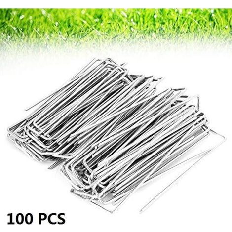 Piquets de Fixation en Acier 100Pcs Inoxydable Rouille Rsistant De Jardin De Terrain Weed Barrire Tissu Stake Fixe Accessoires (1/5)
