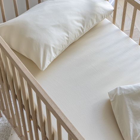 Drap housse bébé coton lavé - SOMEO Beige 60x120 (1/3)