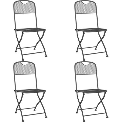Chaises pliables de jardin 4 pcs Maille métallique Anthracite (1/5)