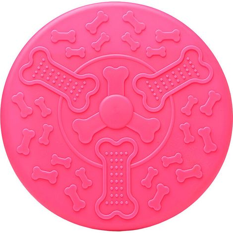 BRAVIX Frisbee En Caoutchouc Souple Pour Chien - Frisbee De Couleur Vive Pour Montre Pour Chien (Dètre 18 Cm, Rose) (1/4)