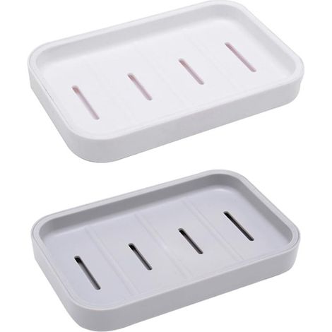 Porte-savon - 2 pièces - Porte-savon - ABS - Avec trou de drainage - Porte-savon antidérapant - Porte-savon de douche - Porte-savon sans percer - Pour douches, cuisines et salles de bain - 12,592cm (1/5)