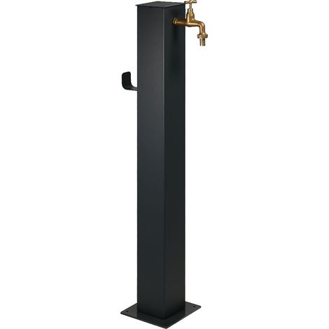 Fontana da Giardino Design a Colonna Quadrata Rubinetto in Ottone e Base 5 mm Antracite (1/3)