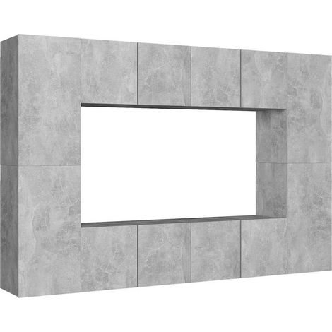 Maison Exclusive - 8-tlg. TV-Schrank-Set Betongrau Holzwerkstoff (1/5)