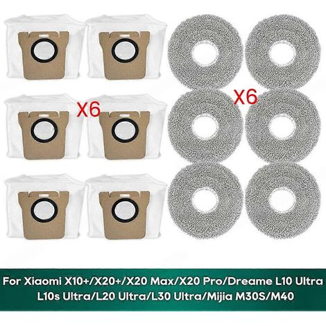 Serpillière Cloth Sac à poussière pour X20 Plus / X20 Max / X10+ pour L10 Ultra/L20 Ultra / L30 Ultra M30S/M40 12PCS (1/5)