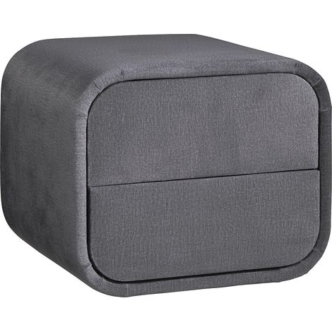 Table de chevet – 2 tiroirs – Velours – Gris – VENALORA