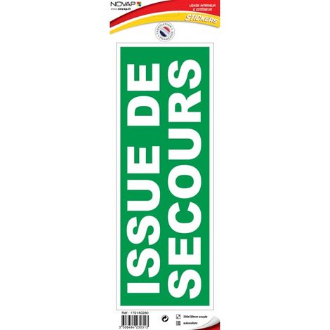 NOVAP - Panneau Issue de secours - Vinyle adhésif 330x120mm - 4230313 - Ce produit de marque TOPCAR est neuf.